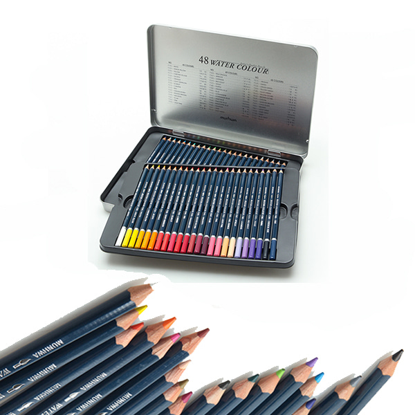 문화 48색 수채화 틴 색연필
